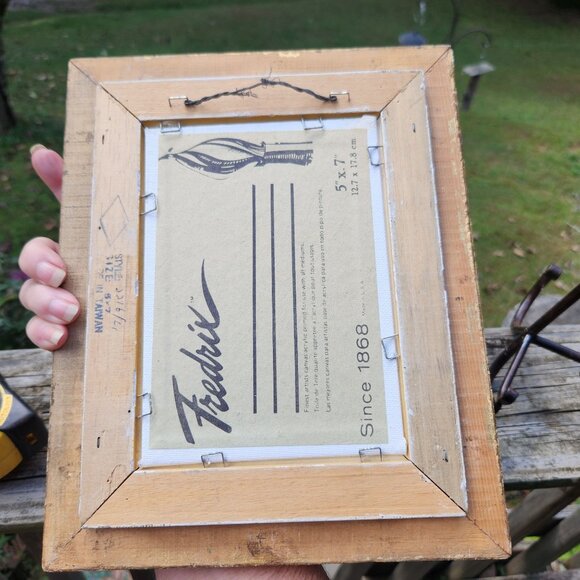 Original Signed Butterfly & Floral Oil Painting On Board In Vintage Faux Bamboo - Picture 7 of 8